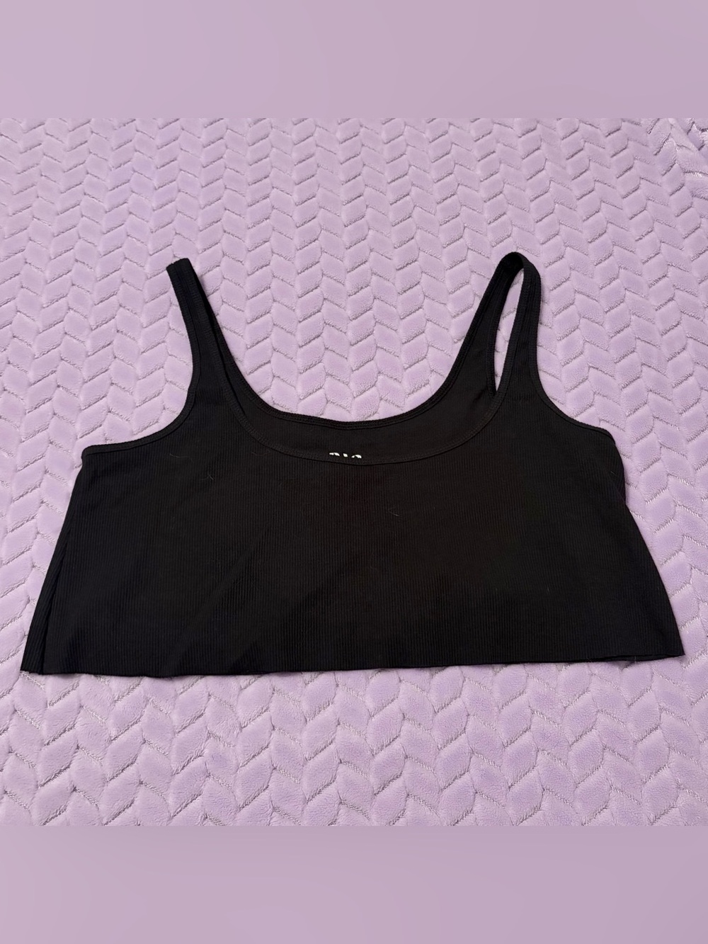 PAC 1980 Black Ribbed Loose Crop Tank Top - Women